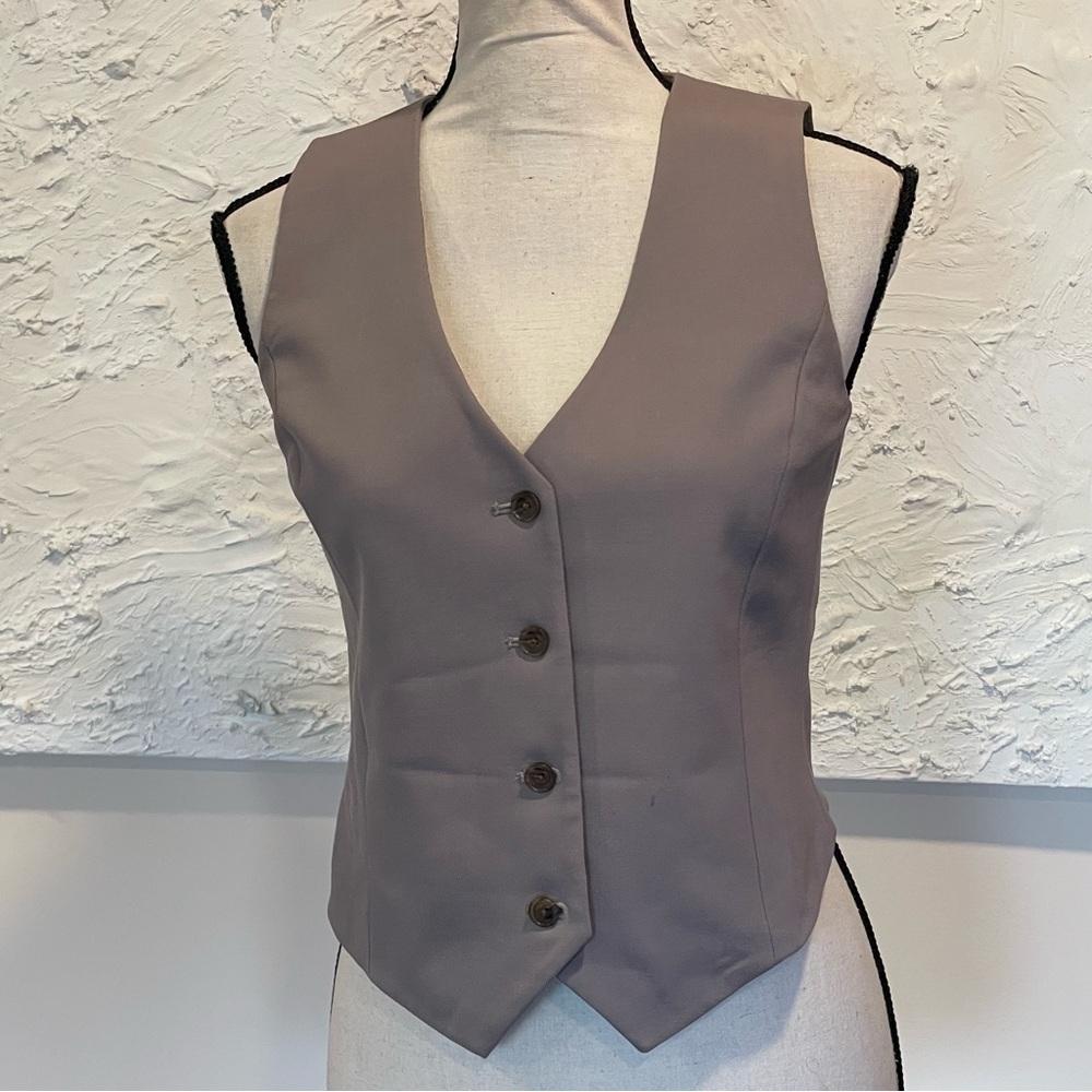 Babaton Aritzia Women's Deniro Vest Women Wool Taupe Button Up V Neck Sz 2